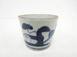 古伊万里　染付　松山水蕎麦猪口